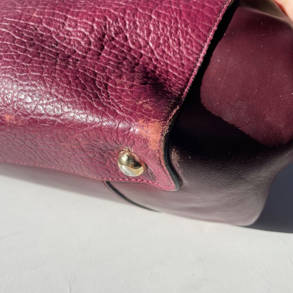 Burberry‎ Heritage Clarborough Tote Grain Smooth Calfskin Damson Magenta Bag - Picture 9 of 16